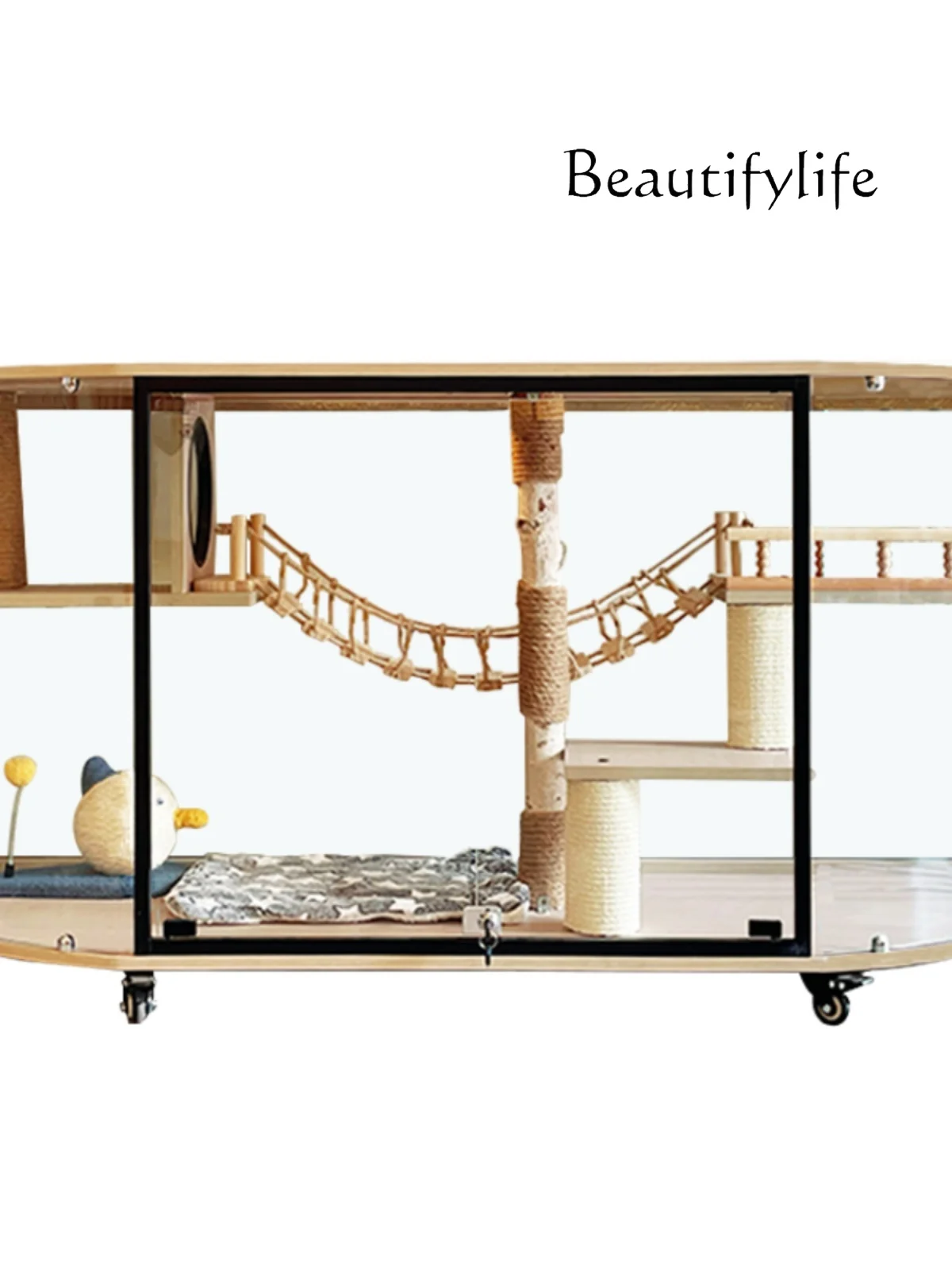 Panoramic Cat Villa  Cabinet Curved Surface Light Luxury High-End Cat Cage Household Cat Climbing Frame Rabbit Cabinet