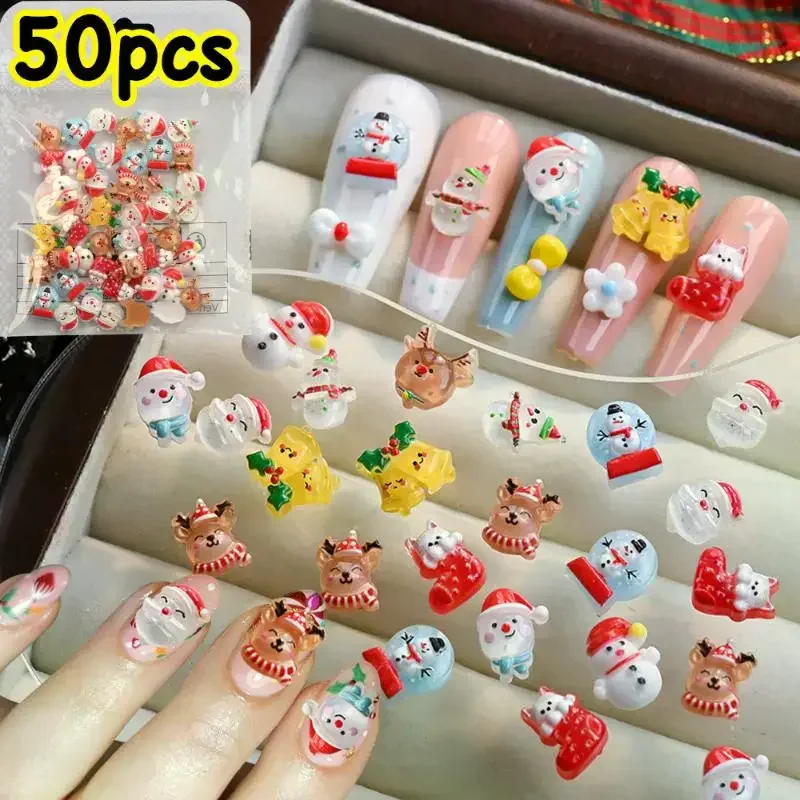 50-шт-3d-Санта-Клаус-Снеговик-Лось-Рождественские-подвески-для-ногтей-Мультяшные-рождественские-носки-Смола-Украшения-для-дизайна-ногтей-diy-Стразы-для-ногтей-Смола