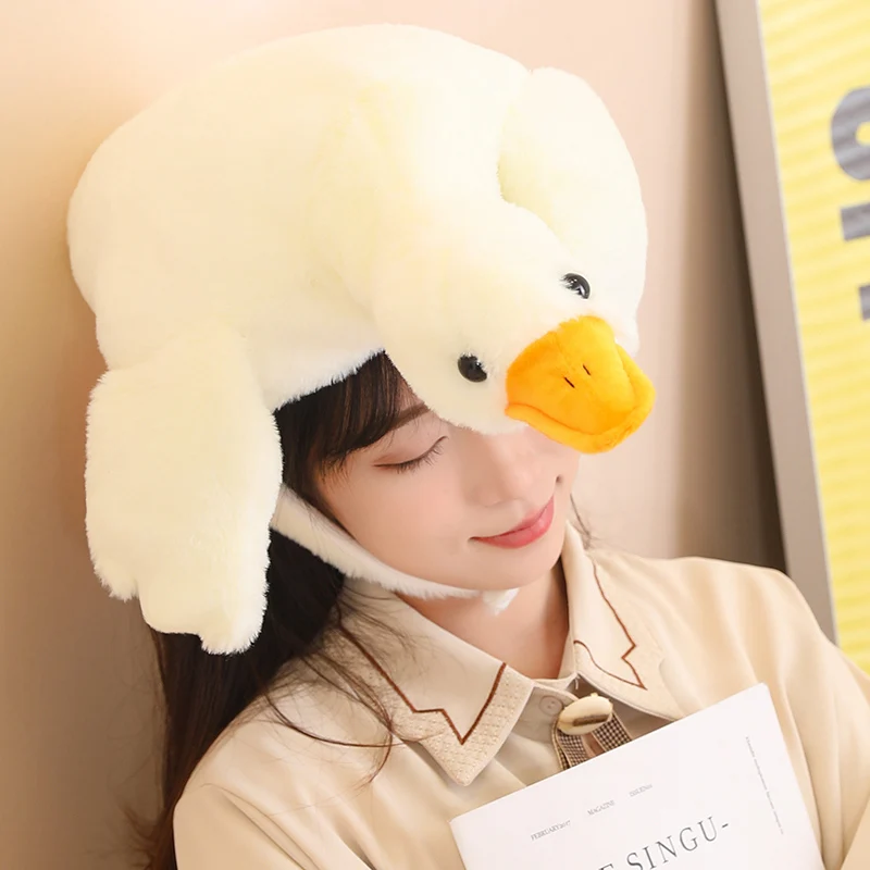 Fluffy A Flying Goose Hat Plush Toys Home Decor Birthday Gift Soft Warm Winter Sleeping Accompany Hat Cute High Quality Doll