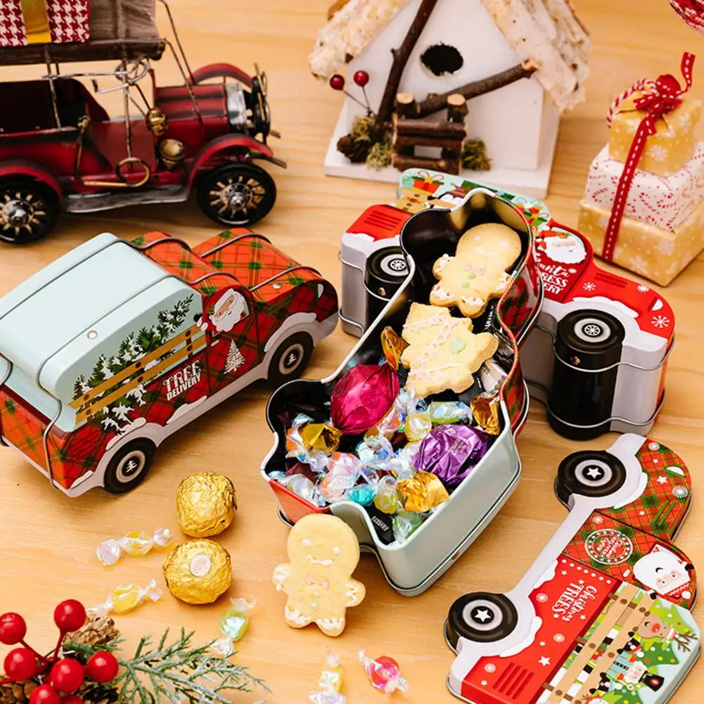 

Christmas Candy Box Wrought Iron Gift Packing Box Cookie Can Candy Organizer Xmas Decor Festival Party Decoration