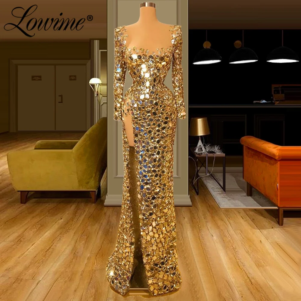 Dubai Long Elegant Party Dress Long Sleeves Mermaid Formal Evening Dresses 2022 Plus Size Customize Prom Gowns Robe De Soiree