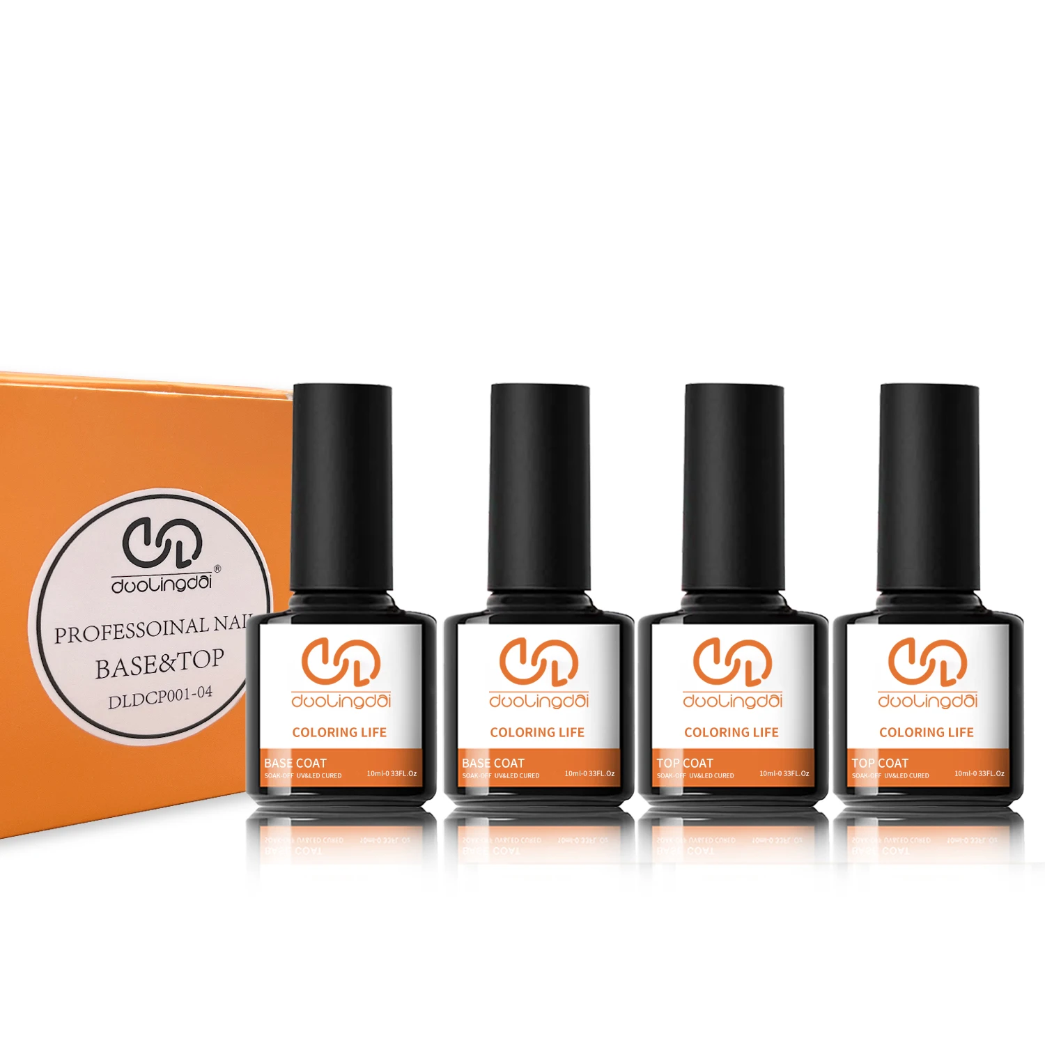 4 Pcs/Set Top Coat And Base Coat Clear Gel Nail Polish Kit Semi Permanent Nail Art Manicure Soak Off LED UV Gel Varnishes Set