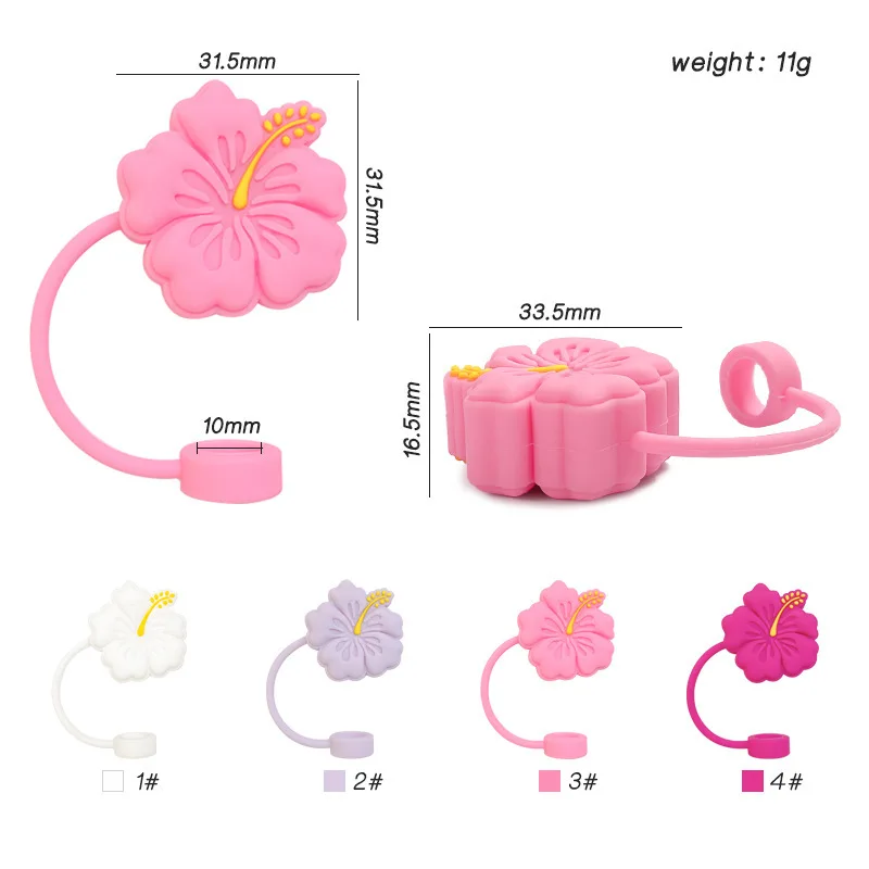 10pcs 10mm flower straw cap silicone dust plug straw decoration cute cartoon cross-border spot wholesale body kit for a bag