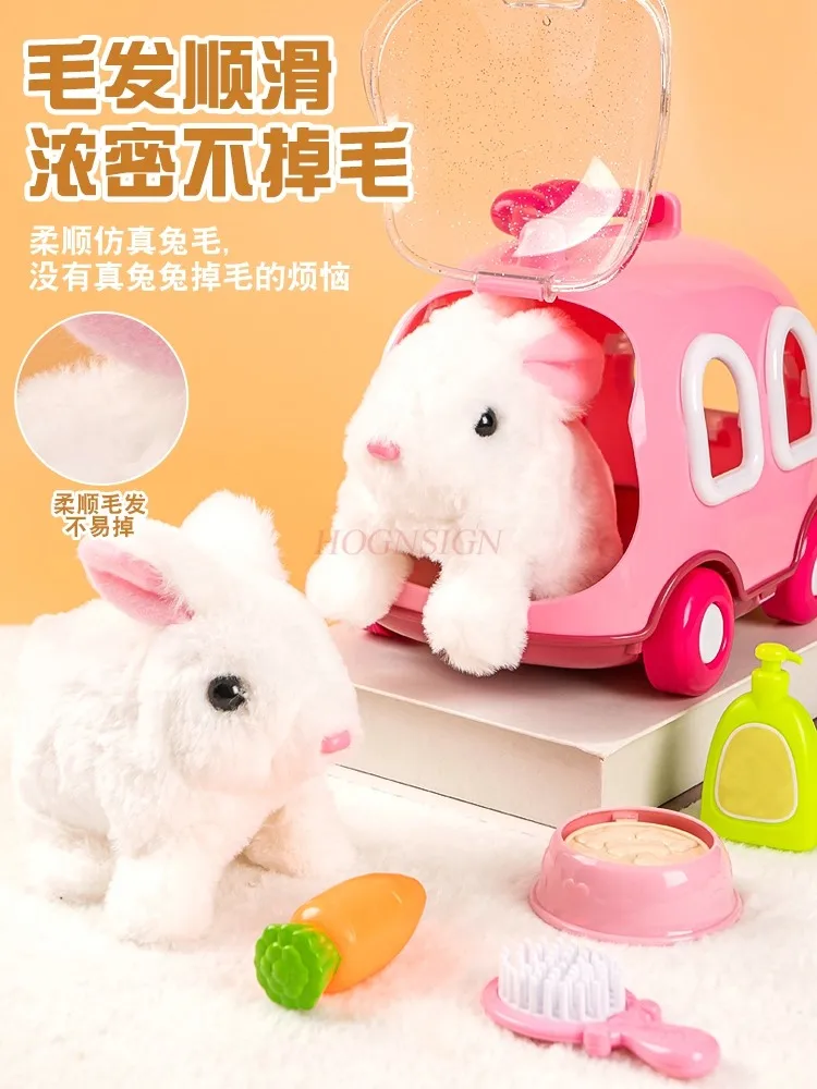 Jouet de lapin en peluche électrique pour enfants, animal de compagnie mignon qui peut bouger, simulation d'exercice tête haute pour bébé garçon et fille