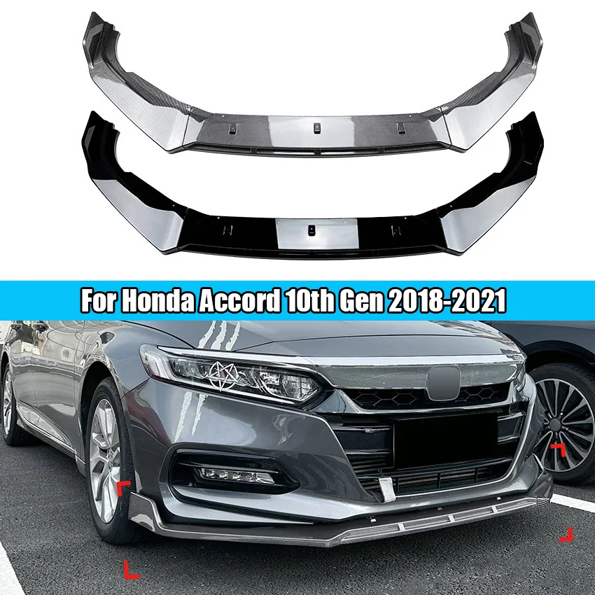 

For Honda Accord 10th Gen 2018-2021 Car Front Bumper Lip Spoiler Splitter Diffuser Detachable Body Kit Cover Guard Styling