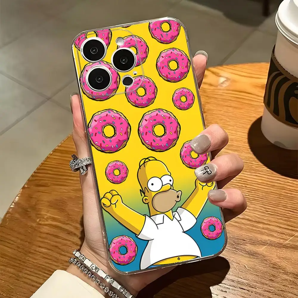 Zabawne etui na telefon Homer Simpson do iPhone\'a 15 Pro Max 14 Plus 11 12 Mini 13 Pro 7 8 X XR XS SE Przezroczysta tylna obudowa