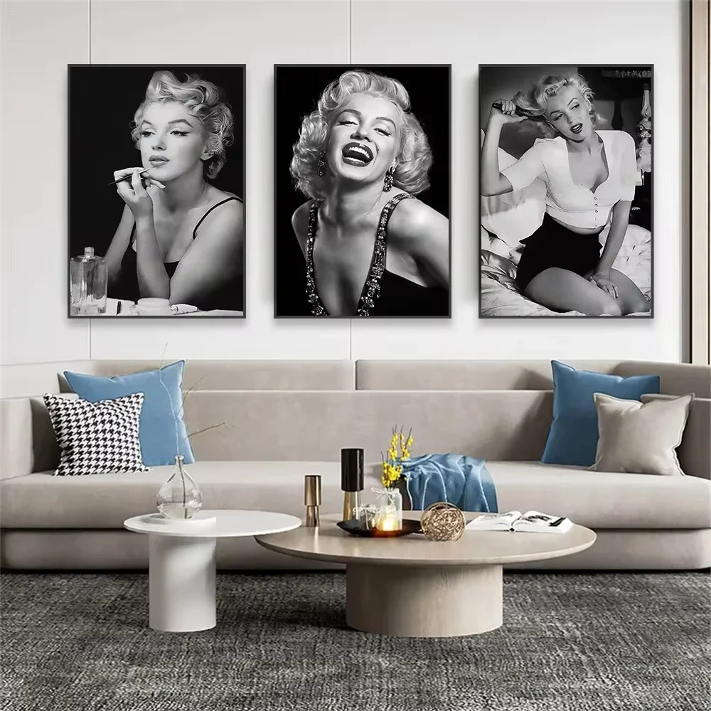 Marilyn Monroe Poster Black and White Print Vintage Beauty Room Decor Classical Wall Art Canvas Painting Bedroom Decoration