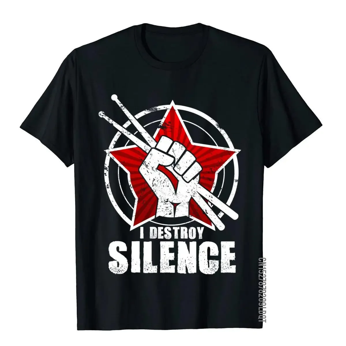 I Destroy Silence - Funny Vintage Drums Drummer Gift Leisure Top T-Shirts Tops Tees For Men Cotton Moto Biker T Shirt