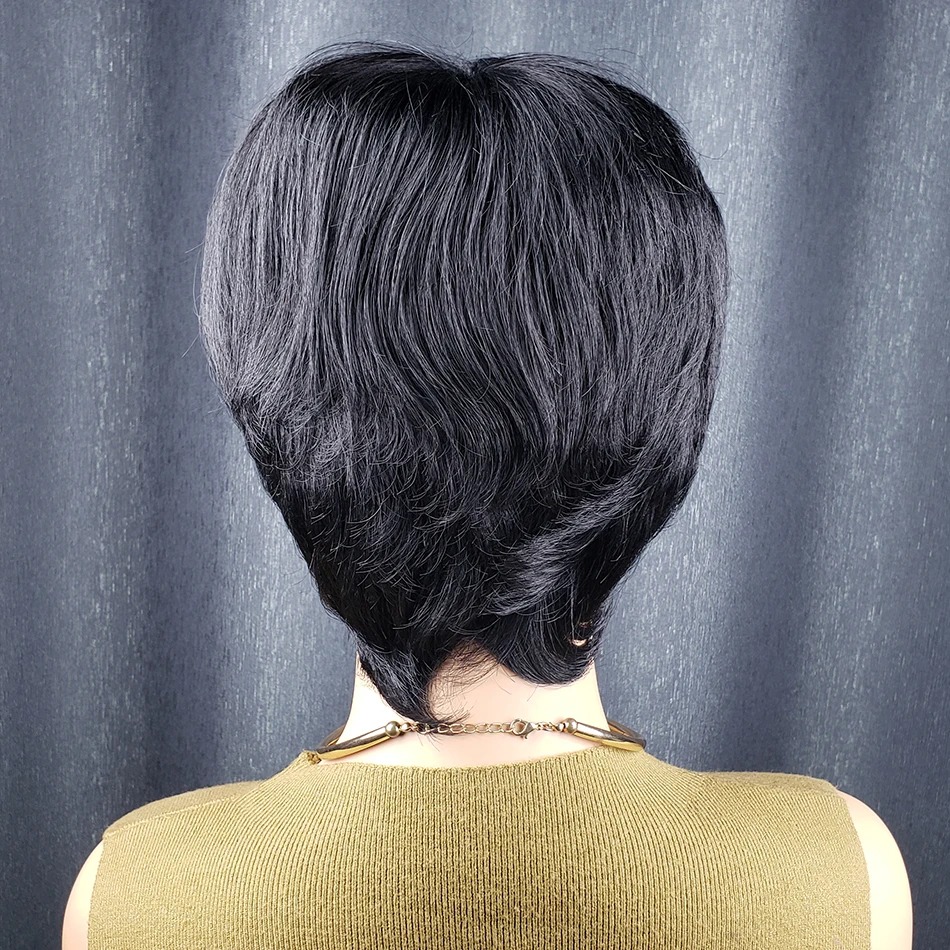 Peruka Pixie Cut z Włosów Naturalnych Krótka Peruka z Włosów Naturalnych dla Kobiet Pełna Peruka Maszynowa Peruka Pixie Cut Brazylijska Krótka Peruka Bob z Włosów Naturalnych