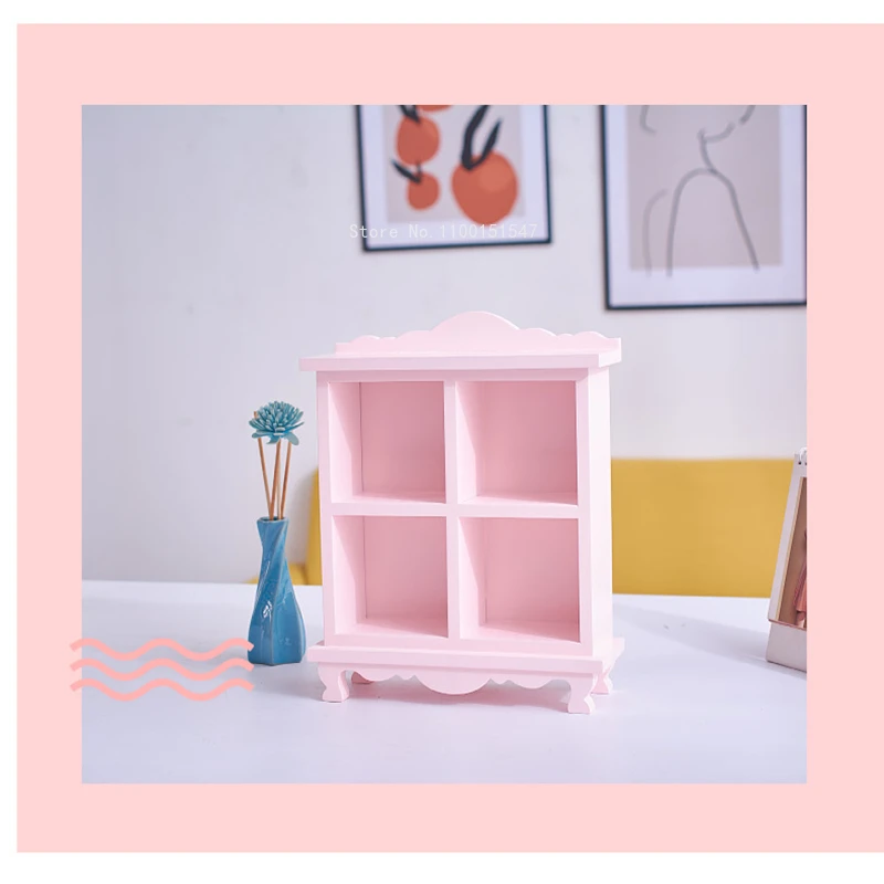 Girl Heart Pink Shelf Doll Storage Rack Display Stand Desktop Storage Cabinet Wooden Blind Box Storage Box Finishing Box