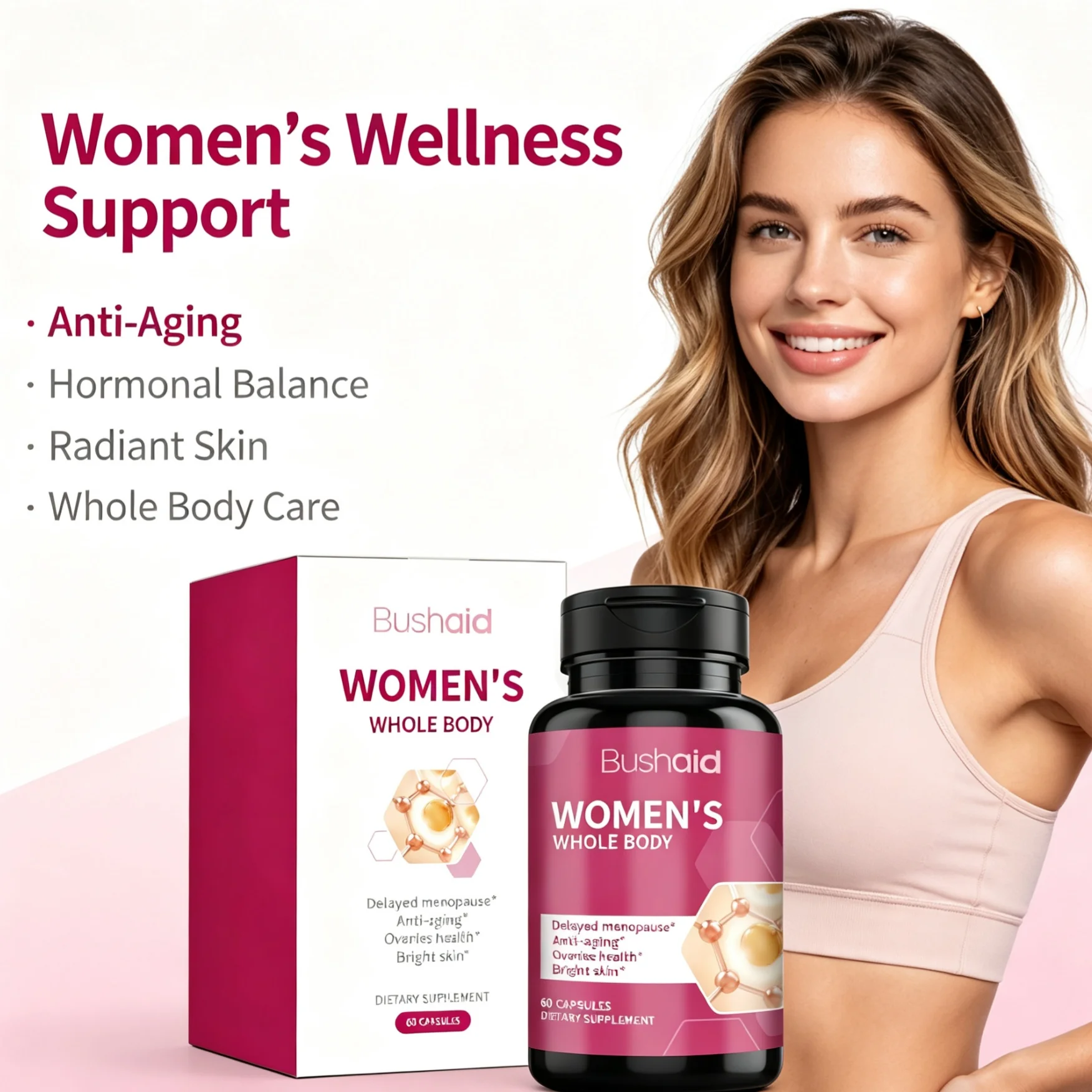 Health Wellness Vitality - Wellness-Kapseln für Frauen, Natürliches Hormonbalance-Nahrungsergänzungsmittel, Antioxidative