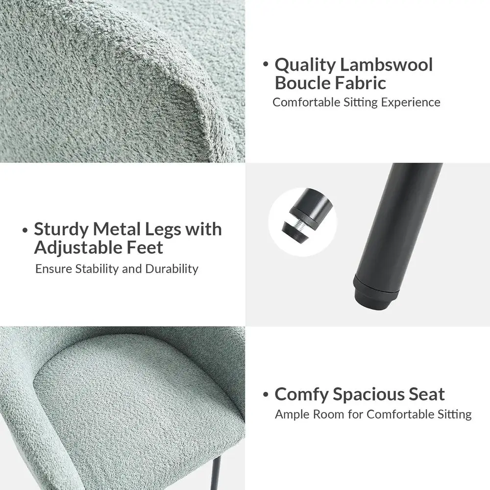 Cadeiras estofadas Sage com pernas de metal e assento ajustável para jantar