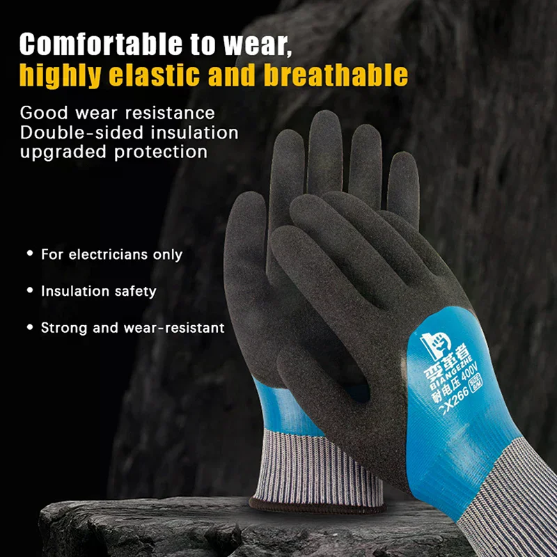 

1 Pair Withstanding Voltage 400/1000V Rubber Insulation Glove For Electrical Maintenance Home Electrician Insulating Gloves
