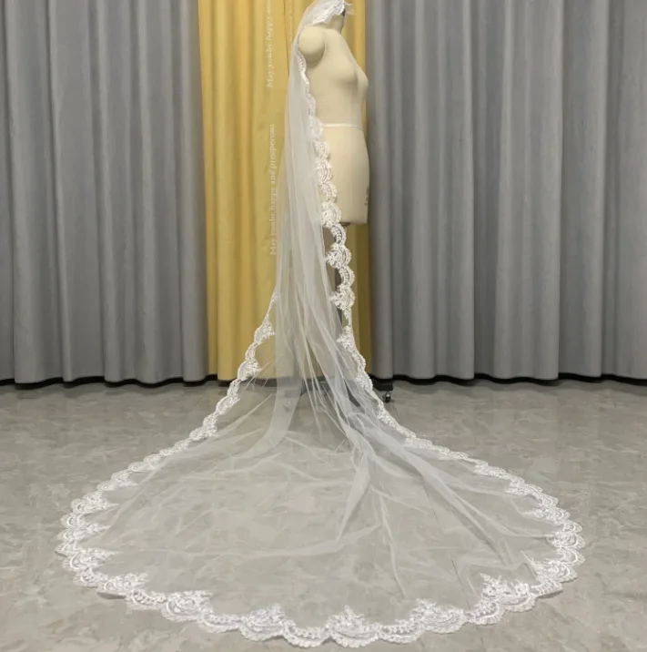 

1 layer lace Wedding Veil Cathedral Long Veils white Bridal Veil Ivory Veils Lace vail Bride Accessories