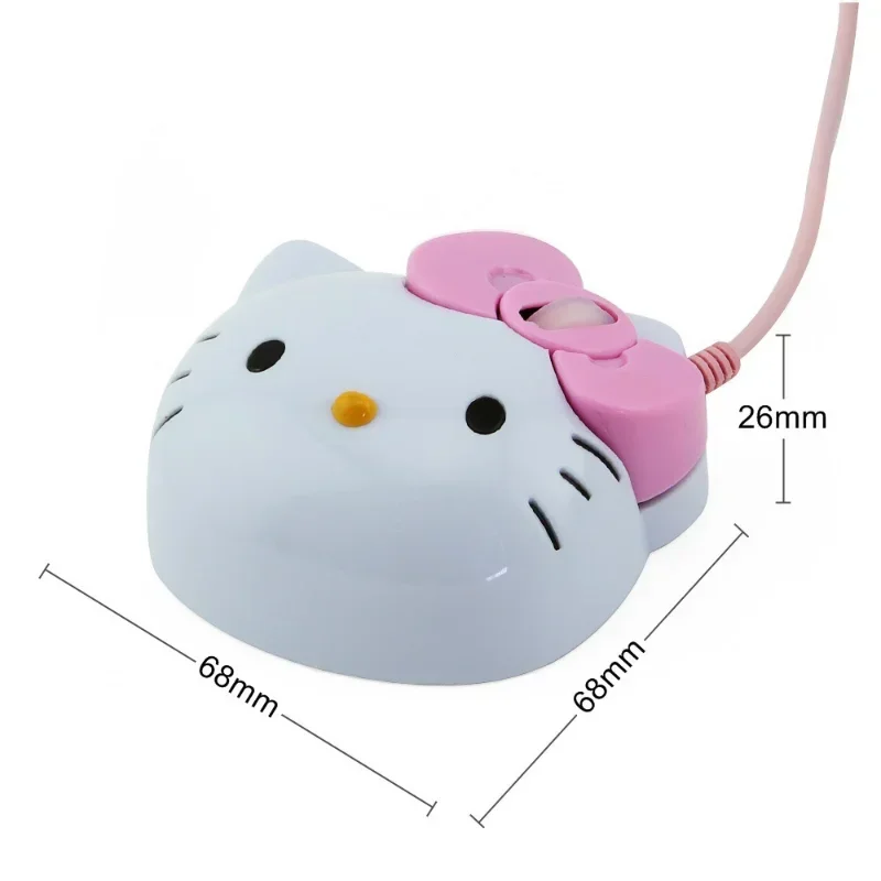 Hello Kitty Mouse Creative Cartoon Mouse ergonomico cablato Kawaii Girls Home Office Mouse per Laptop PC MAC accessori per Computer