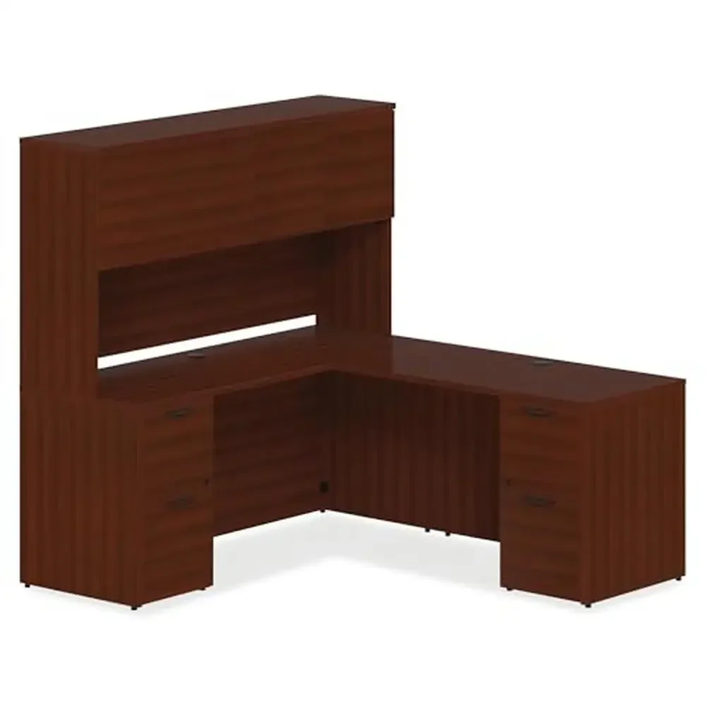 Modern Mahogany Laminate Rectangular Pedestal Desk 3-Drawer 30