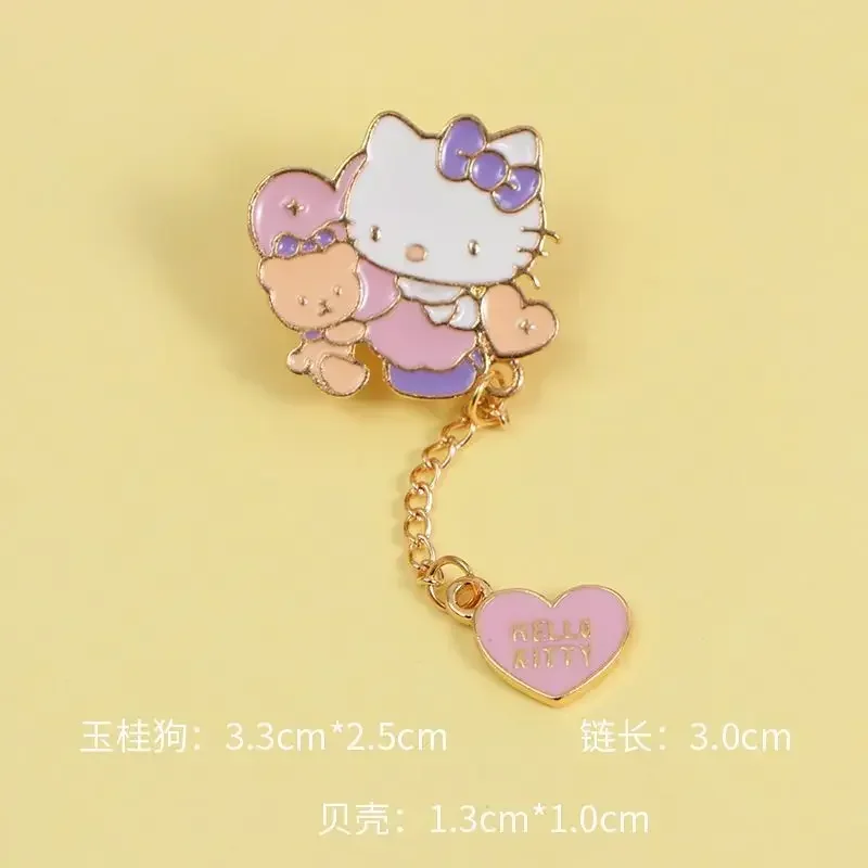 Hello Kitty Anime Kawaii Sanrio Fashion Metal Chain spilla Cute Cinnamoroll My Melody Bag accessori decorazione regali per bambini