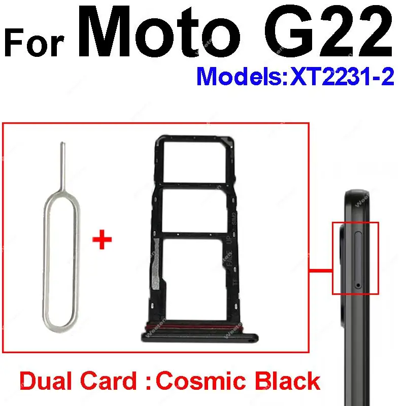 Sim Card Slot Tray Holder For Motorola Moto G22 G32 G42 G52 G62 G72 G82   Card Reader Adapter Socket Replacement Parts