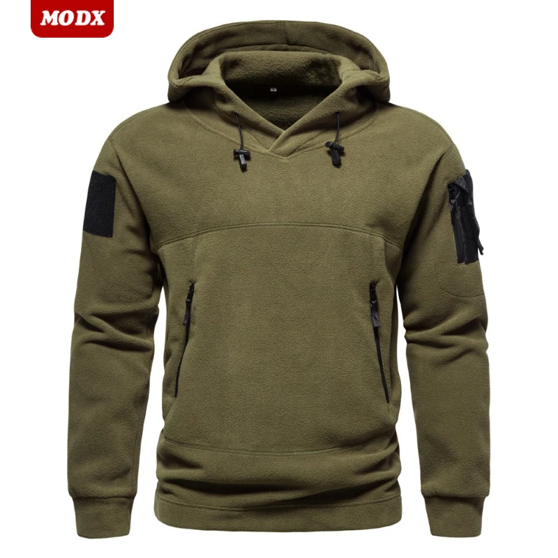 

New Hooded Outdoor Tactical Men's Hoodie Fleece Hooded Pullover Windproof Warm Jacket Outdoor Sport Hiking Training Clothing