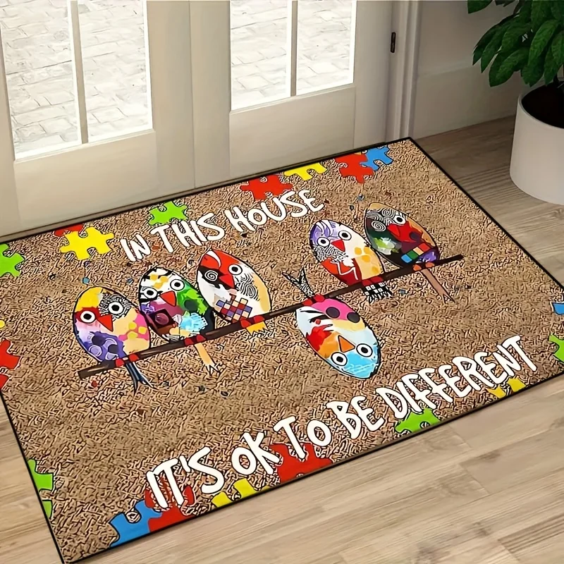 VIKAMA Colorful Bird Puzzle Piece Doormat 
