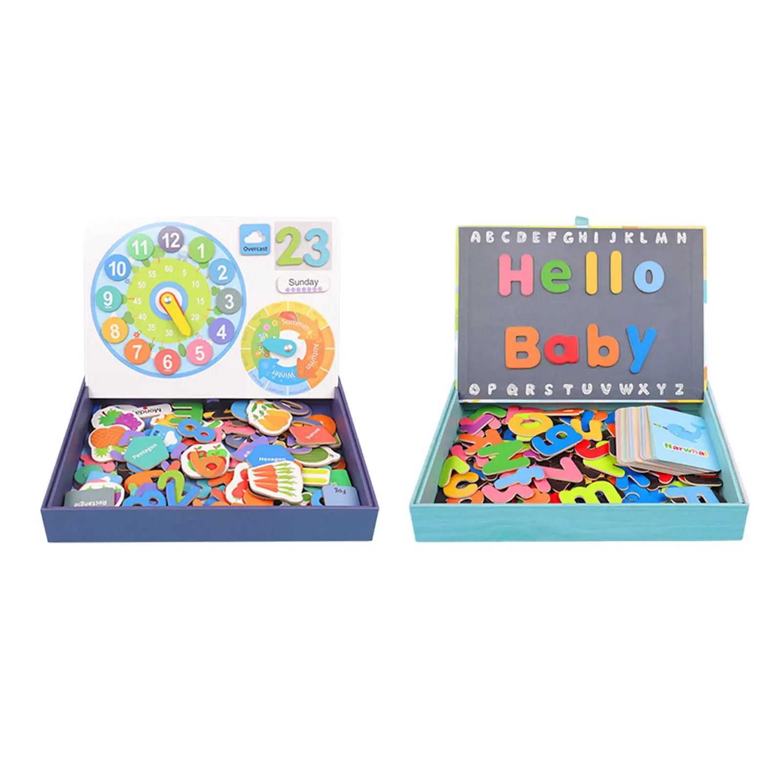 Wooden Puzzle Board Toy Language Teaching with Box Early Learning Toy for Children Boys Girls Kids Toddlers Birthday Gift