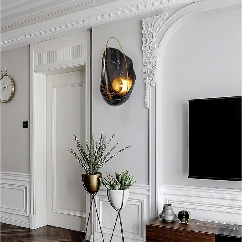 

Nordic Resin Art Wall Lamps Creative Living Dining Room Bedroom Bedsides LED Wall Sconces Atmosphere Background Decorative Home