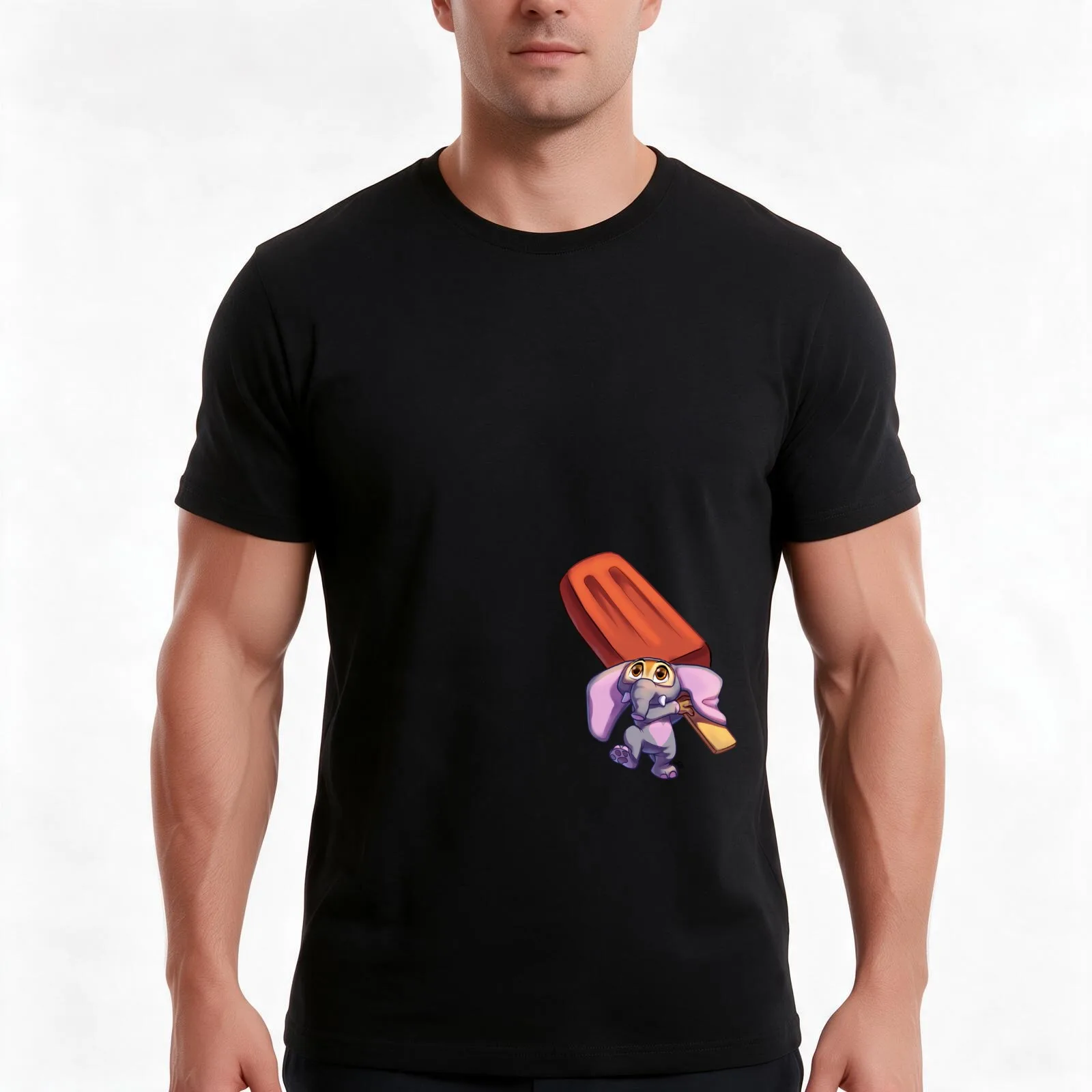 Finnick elephant with jumbo popsicle T-Shirt Summer Casual Cotton Tee Oversized Streetwear Tops Vintage Graphic Print