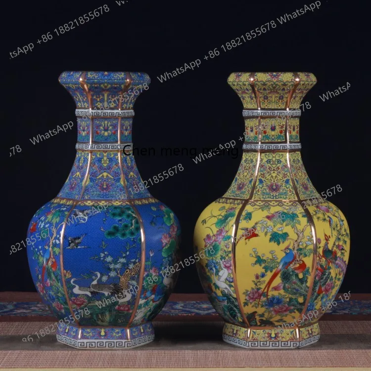 Bottiglia di apprezzamento esagonale color smalto antico Nuovo vaso decorativo per la casa classica cinese per ornamenti Bogu
