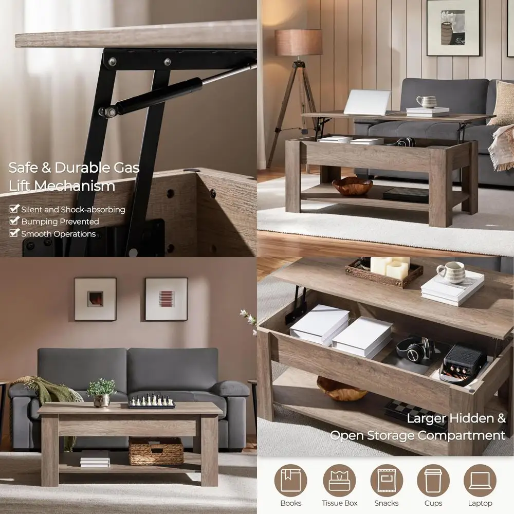 

Grey 38.6'' Hidden Storage Coffee Table with Compartment, Suitable for Living or Dining Rooms