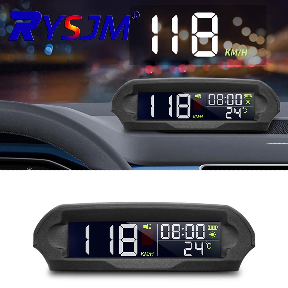 X98 Solar Digital Car HUD Speedometer With Temperature/Altitude GPS Head Up Display Over-Speed Fatigued Driving Reminder