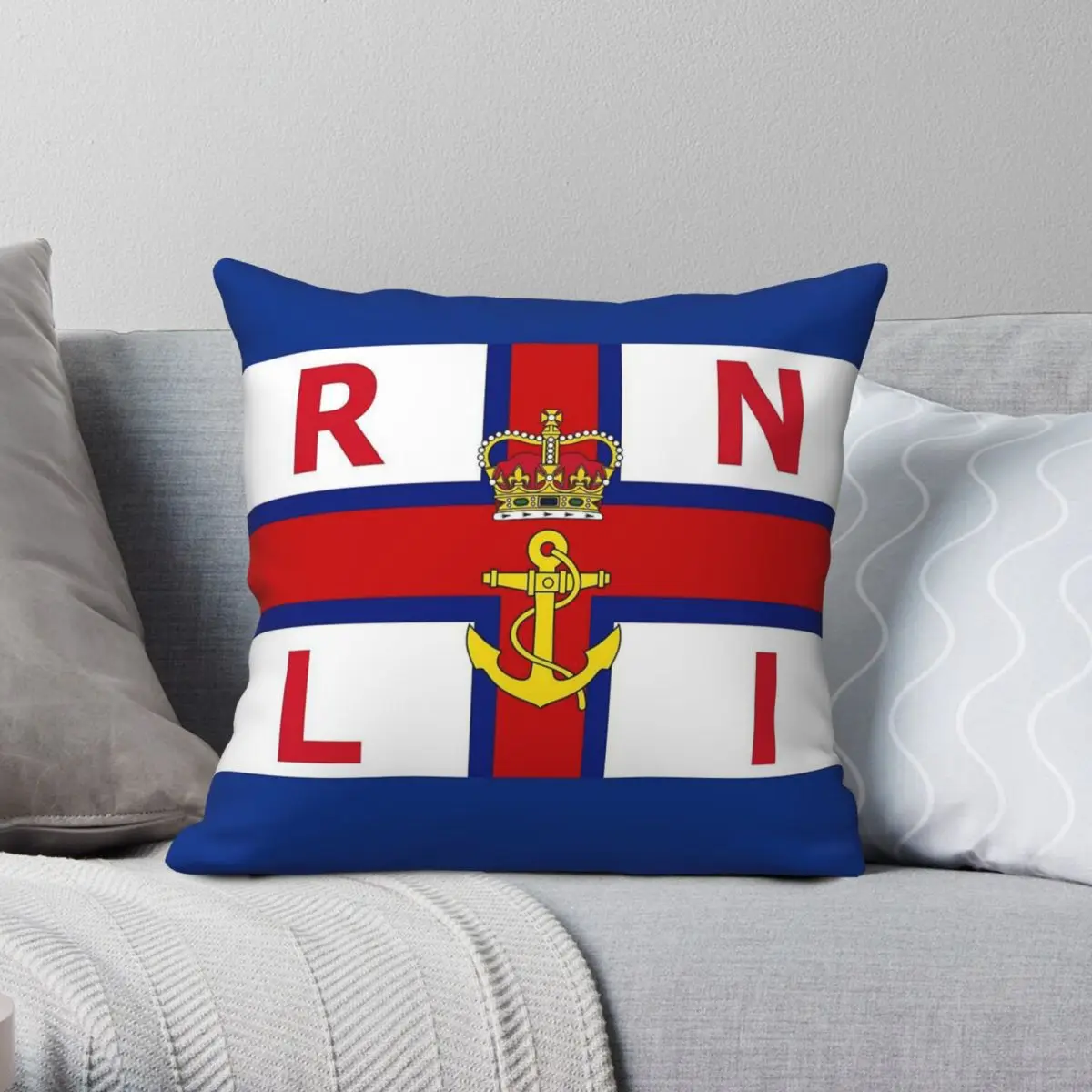 Royal National Lifeboat Institution Flag Square Pillowcase Polyester Linen Velvet Printed Zip Pillow Case Room Cushion Cover