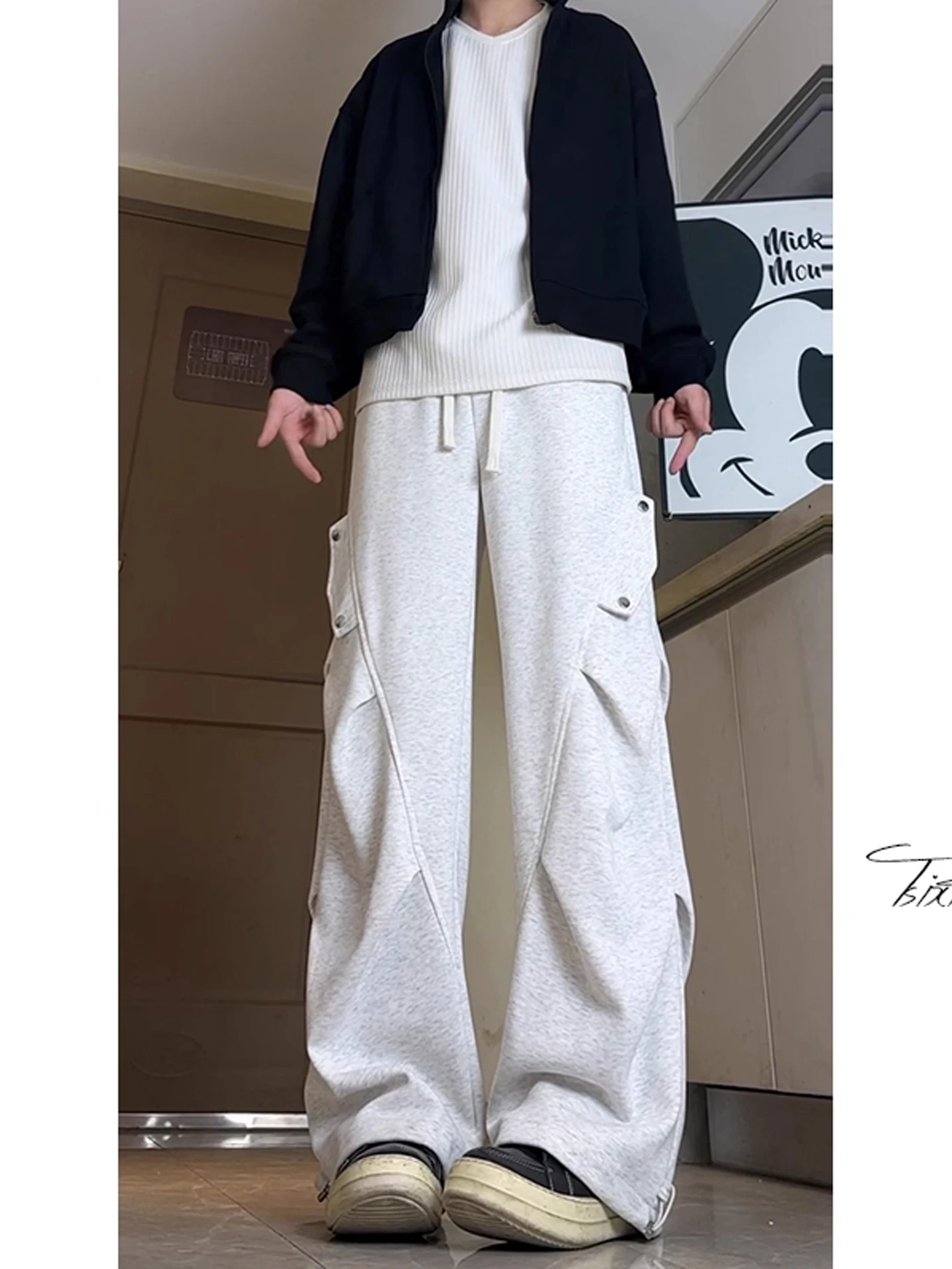 

Американские брюки-карго в стиле милитари для мужчин, осенне-зимние, плотные, повседневные, прямые, свободные, широкие штанины, L...