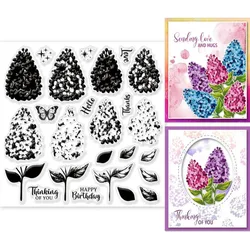 1PC Lilac Layered Clear Stamps Luscious Lilac Clear Stamps Lilac Flowers Background Clear Stamps for DIY Scrapbooking Photo