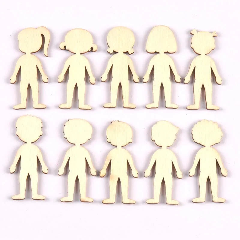 20pcs 20x49mm Boy and Girl Pattern Natural Wooden Chips Scrapbooking Carft for Home Decoration Diy Embellishments cp3417