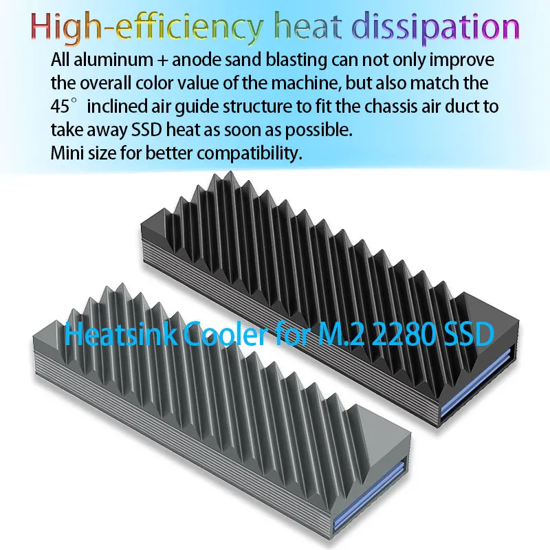 M.2 SSD NVMe Heat Sink M2 2280 Solid State Hard Disk Aluminum Heatsink Gasket with Thermal Silicone Pad PC Accessories - view 2