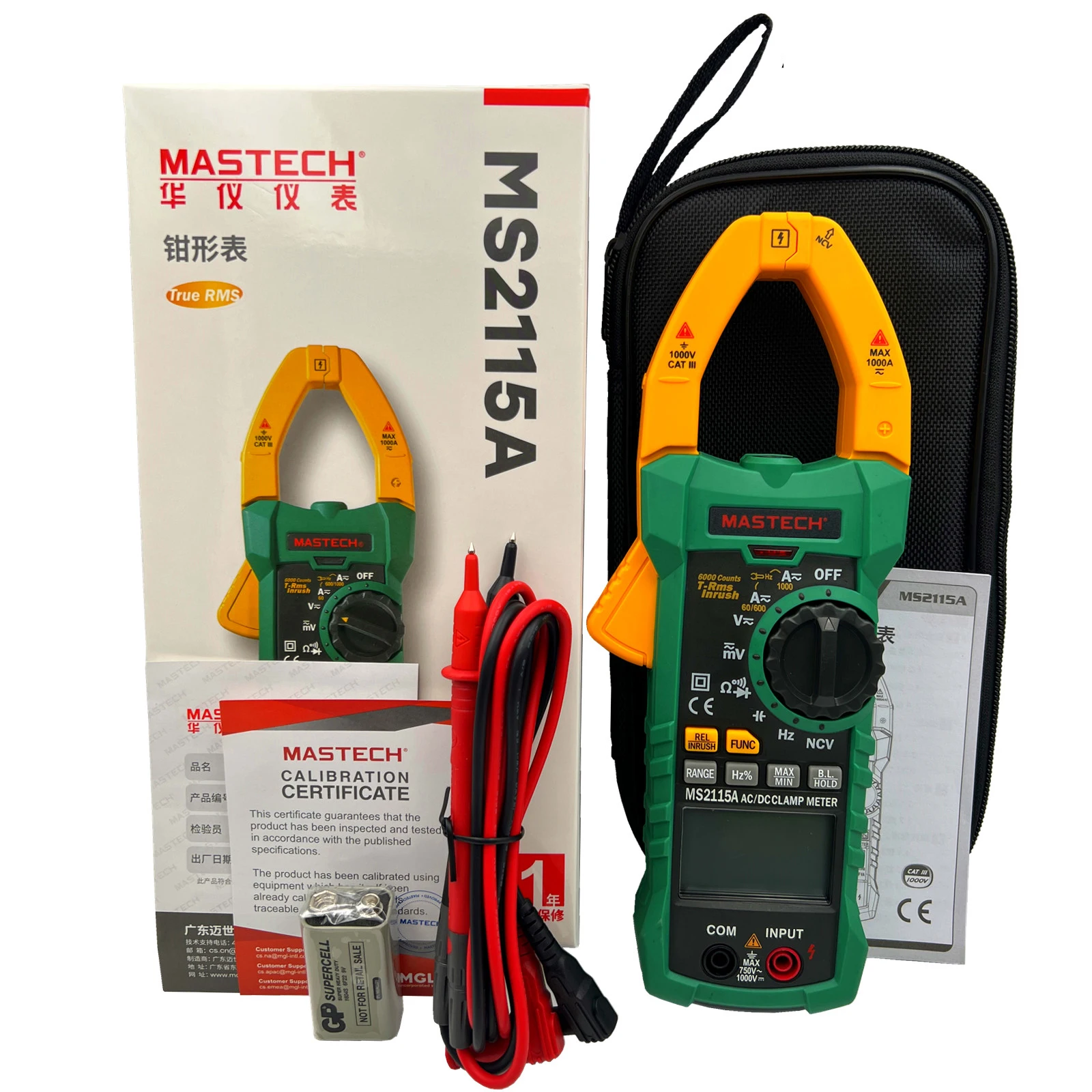 MASTECH MS2115A Multimeter DC AC Current 1000A Digital Clamp Meter True RMS Ammeter NCV Voltage Ohm Tester Multimeter