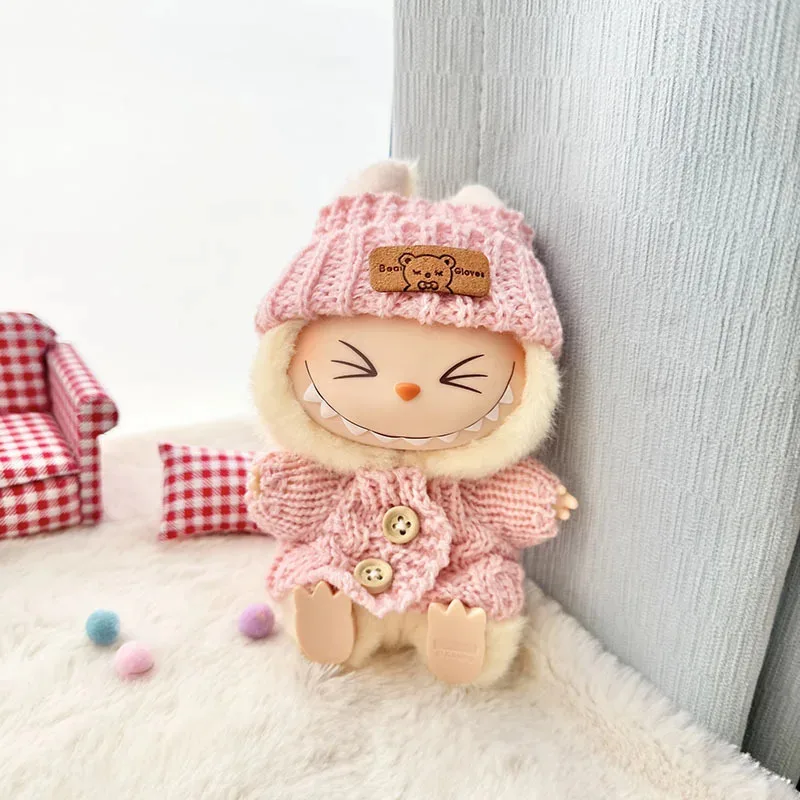 Labubu 17 ซม.เสื้อผ้า II ตุ๊กตาไอดอลนั่งปาร์ตี้ Monster ชุดอุปกรณ์เสริมเสื้อผ้าเด็กของขวัญน่ารักเสื้อกันหนาวและกระเป๋า