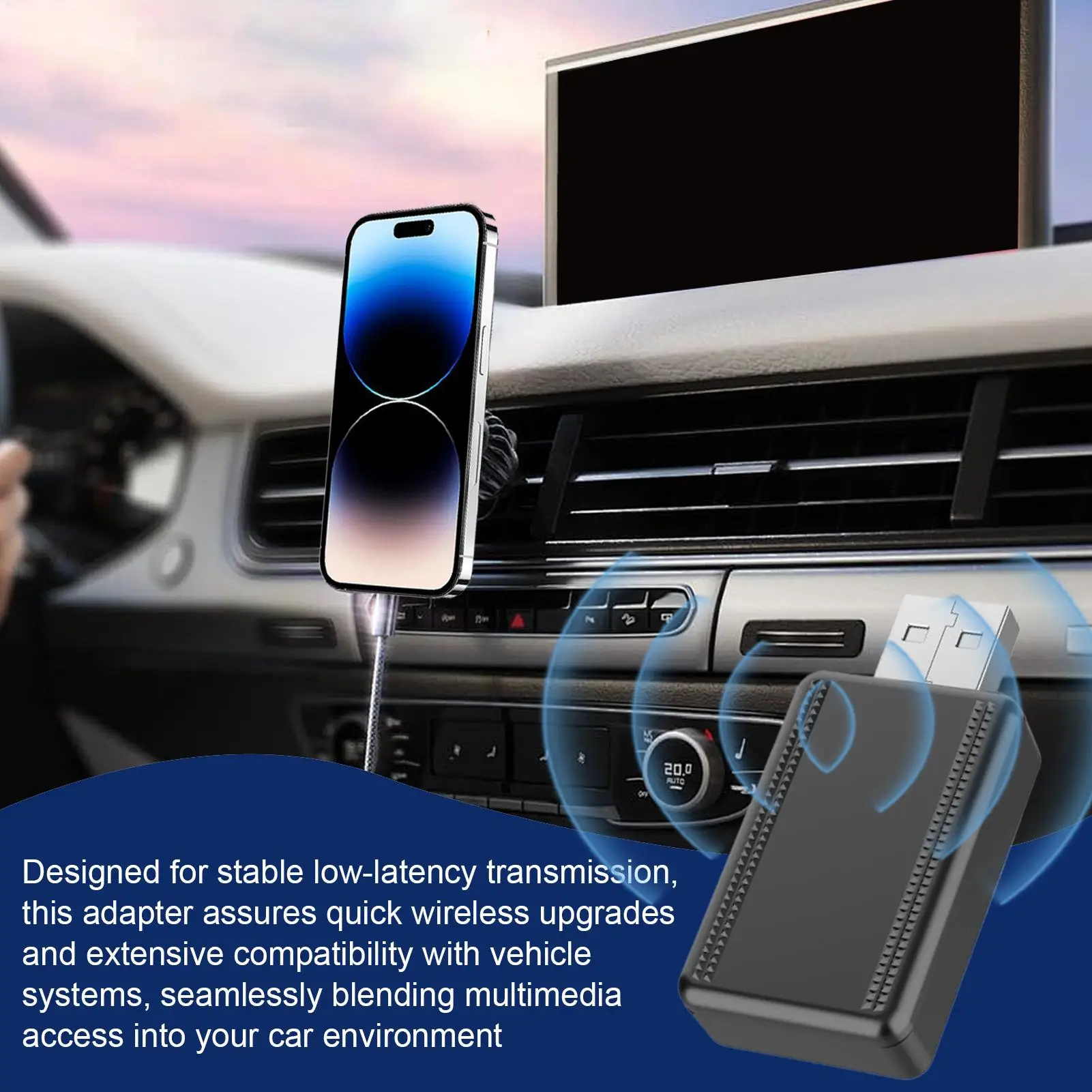 

Для Carplay Android Auto проводной к беспроводному адаптеру 2 в 1, адаптер для встроенной навигации, преобразователь без задержки для автомобиля