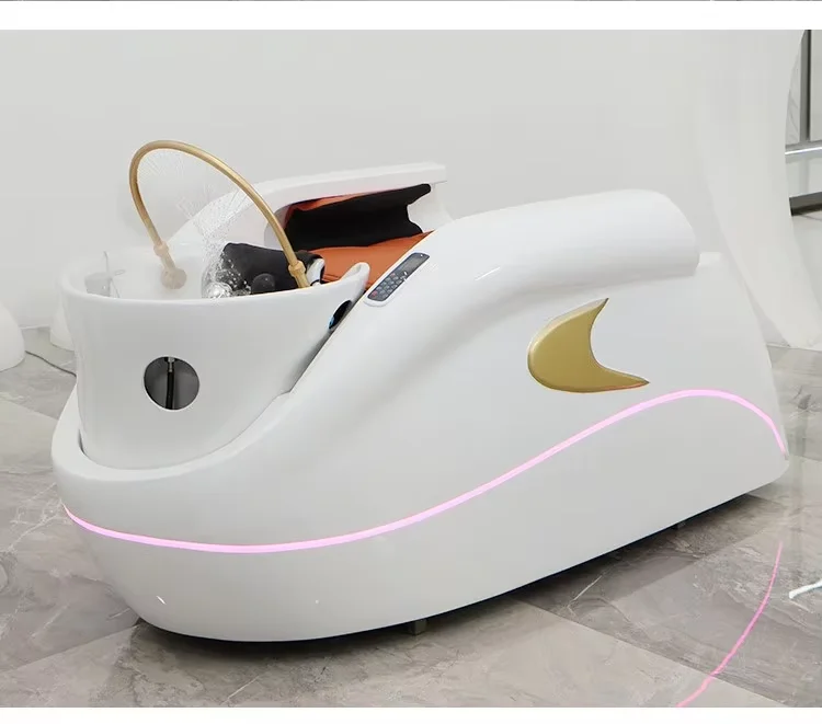 Shampoo Chair With Ceramic Basin Hair Salon Massage Body and Foot Chair Hairdressing Shampoo Bed  for Barber Shop