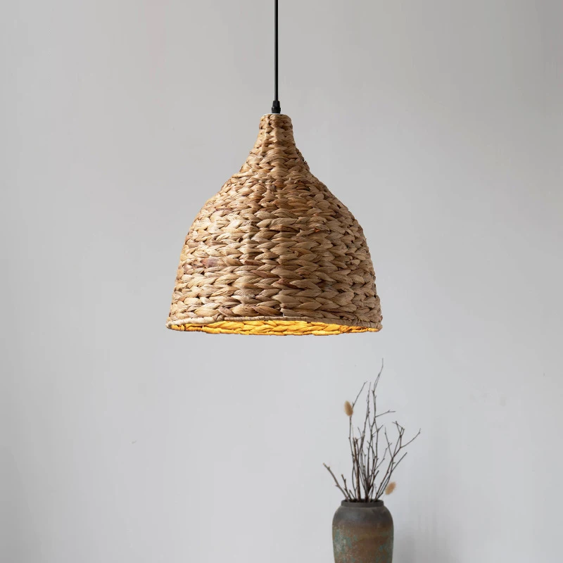 

ARTURESTHOME Vaulted Ceiling Chandelier, Rattan Light Fixture, Japanese Wabi-sabi Style Decorative Lamp, Handmade Art Lampshad