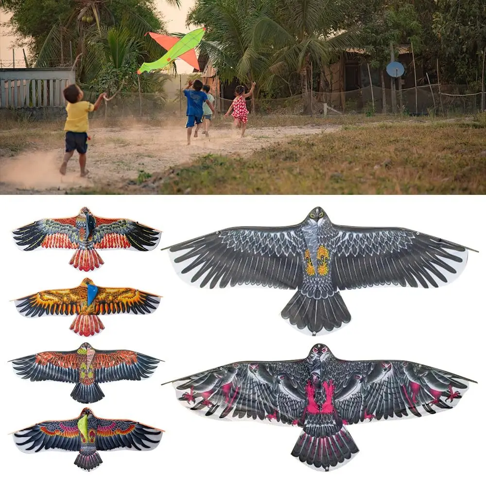 1.1m Flying Kites with 30 Meter Kite Line Flat Eagle Kite Fashion Gift Multi Style Children Flying Toys Garden Outdoor
