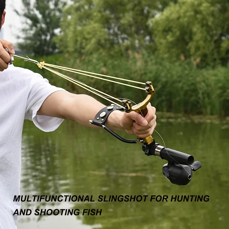 

Hunting Fishing Dual-use Multifunctional Professional Slingshot Foldable Wrist Rest High-power SlingFish Shooting Slingshot Set
