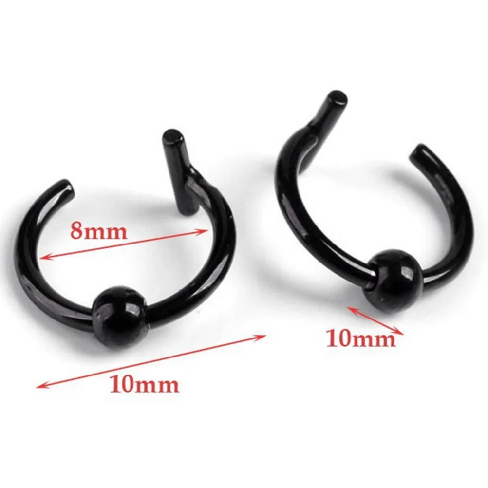 مجموعة خواتم أنف مزيفة مكونة من 4 قطع من الفولاذ المقاوم للصدأ لثقب الجسم باللون الأسود والفولاذي ملابس متعددة الاستخدامات للنساء والرجال