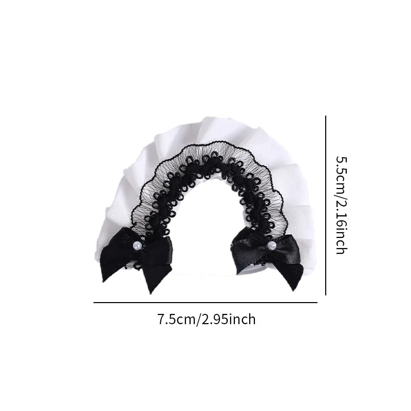 Obitsu 11 Clothes Gothic Lace Maid Tiered Apron Lolita Sweet Dress with Frill Bonnet Hairband Bow Decor Cafe Cosplay Doll Outfit