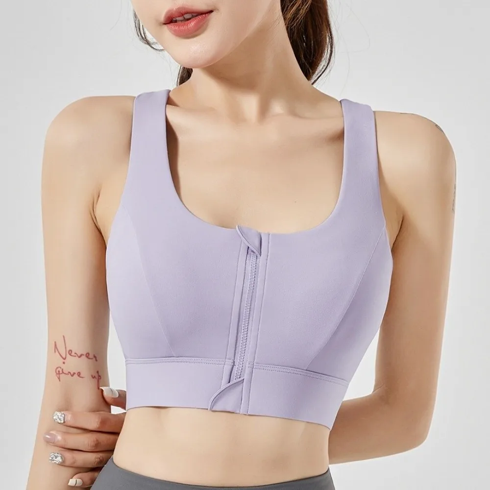 

Basic High Impact Front Zipper Sports Bra One-pad Slim Fit Yoga Underwear Lingerie Anti-sagging Shockproof Brassiere Gym Workout
