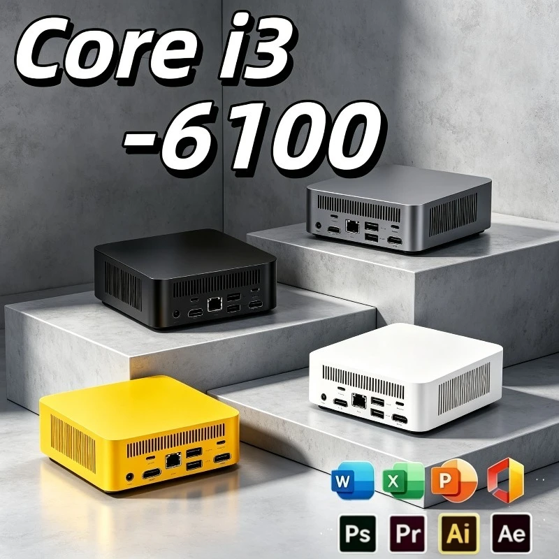 2026 New Intel Core i3-6100 Mini PC 16GB RAM 1/2TB SSD Small Pocket Computer WIFI6 BT5.2 4K Desktop PC Gaming Computer