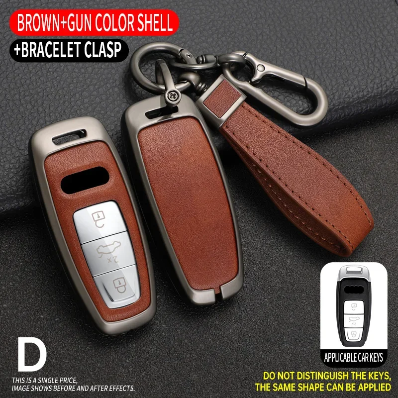 alloy Car Remote Key Case Cover Shell Fob for Audi A3 A4 B9 A6 A7 4K A8 E-tron Q5 Q8 C8 D5 SQ8 Key Protection Bag Accessories