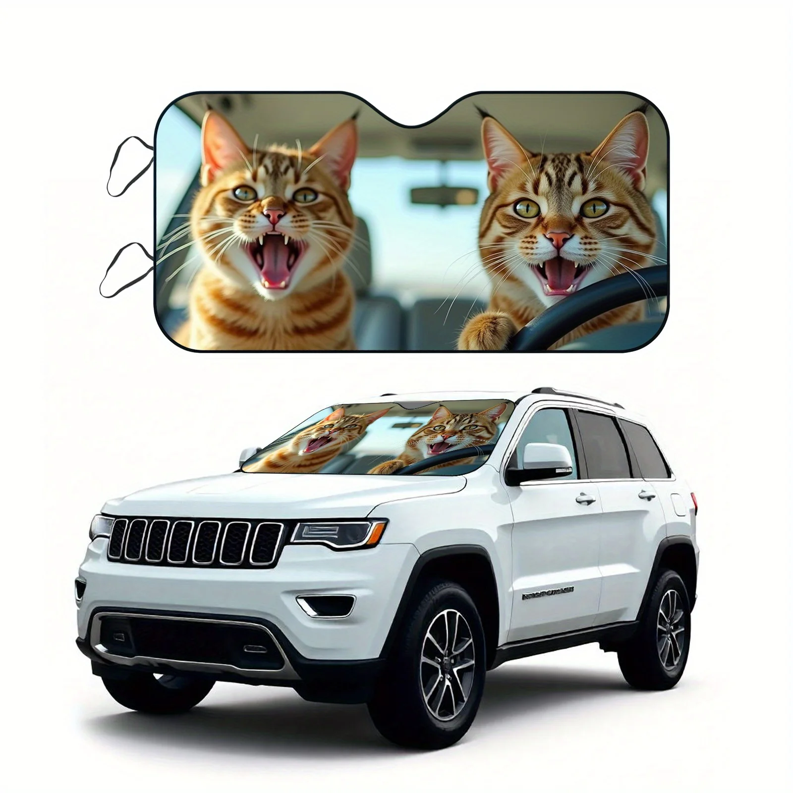 

Защита от солнца, 1 шт. Оранжевый кот-табби в дизайне Carthe, портативный и складной, простой в установке на всех транспортных средств, защита интерьера,