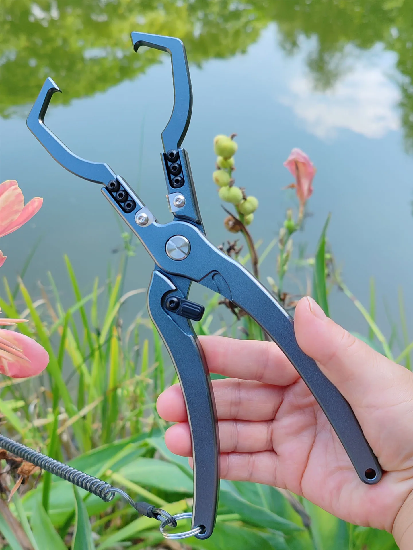 軽量一体型アルミ合金製魚捕りプライヤー、ラインカット機能付き、実用的な釣り用プライヤー、大開口