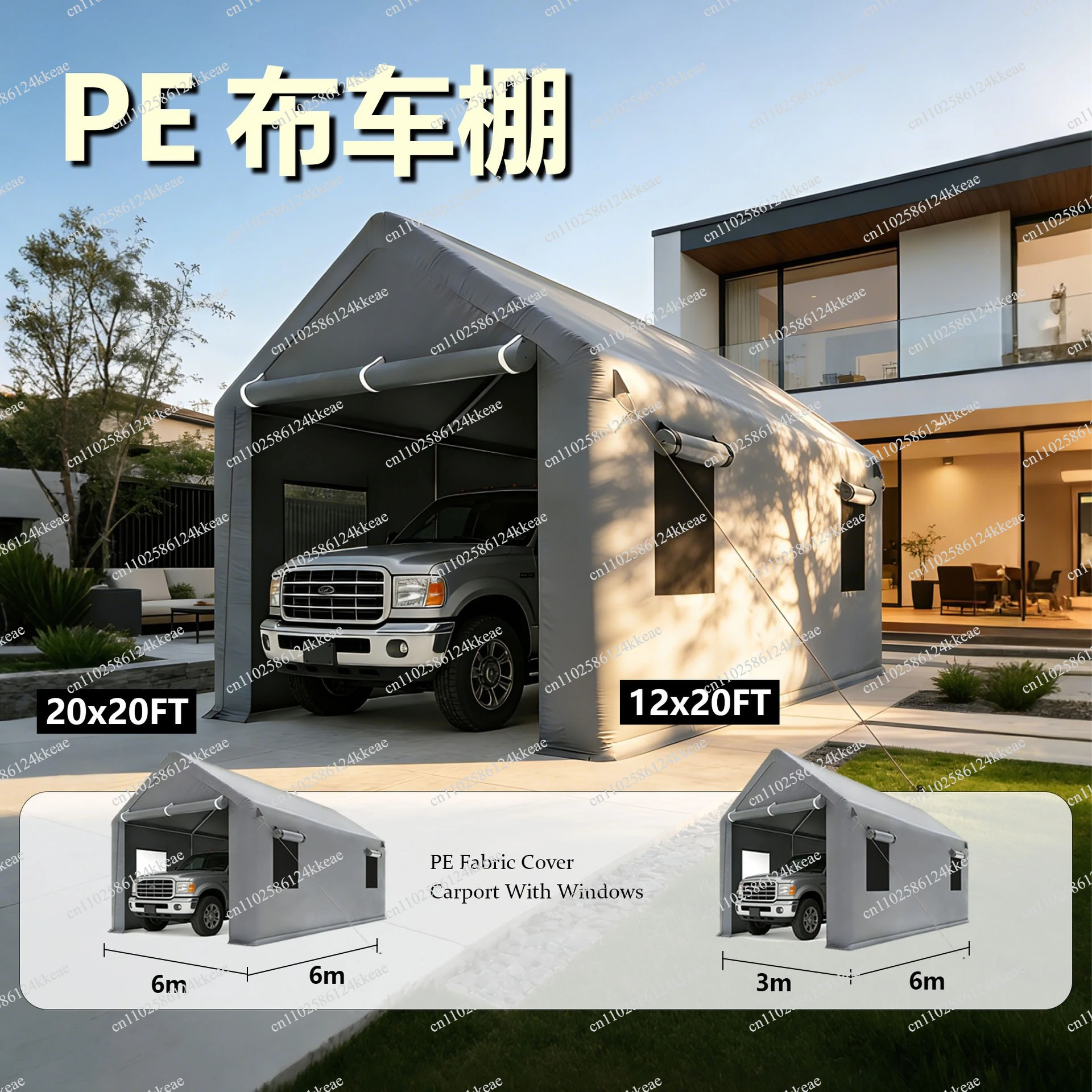 Outdoor Thickened Foldable Convenient PE Cloth Carport Waterproof Coating Household Tent Simple Car Carport